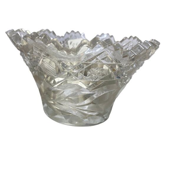 Antique American Brilliant Cut Glass Period Floral Print Candy Dish - Picture 2 of 5